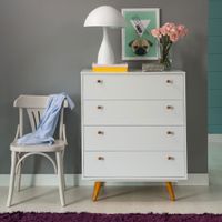 Cómoda Moderna Kim 4 Cajones Blanco R&R MUEBLES