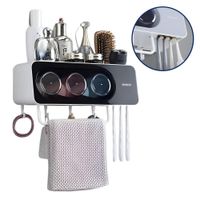 Organizador De Baño 3 Vasos con Porta Cepillos Negro  4113VAS03