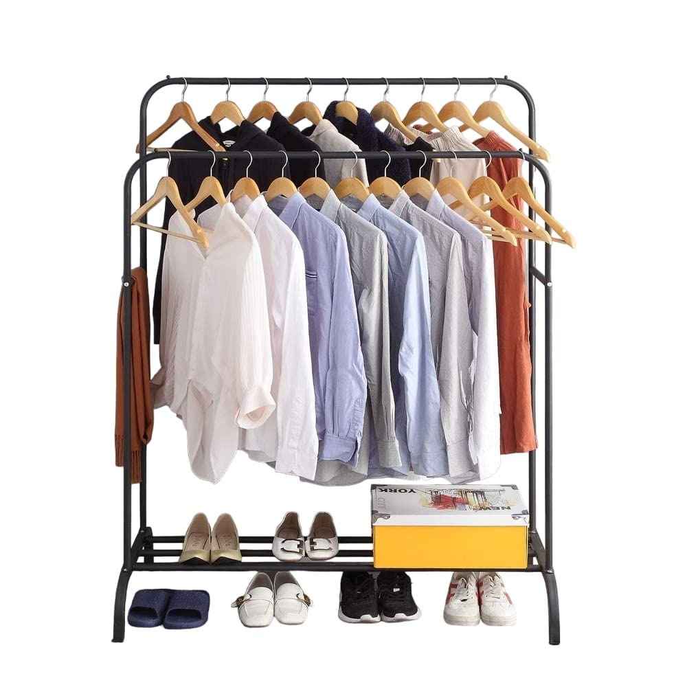 Perchero Metalico Closet Doble Arco Exhibicion Negro