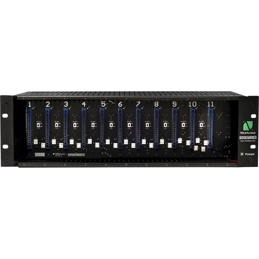 WesAudio Supercarrier II Rackmount 11-Slot 500 Series: Diseño de 11 Slots, Alimentación Lineal, Cone