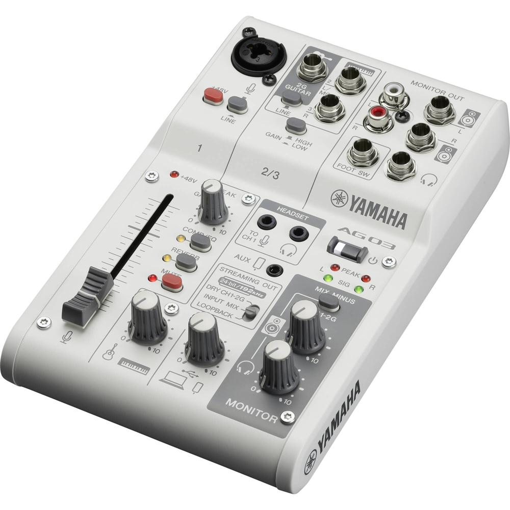 Yamaha AG03MK2 Mezclador de 3 Canales y Interfaz de Audio USB (Blanco) - Entrada Combo Mic/Line, 2 E