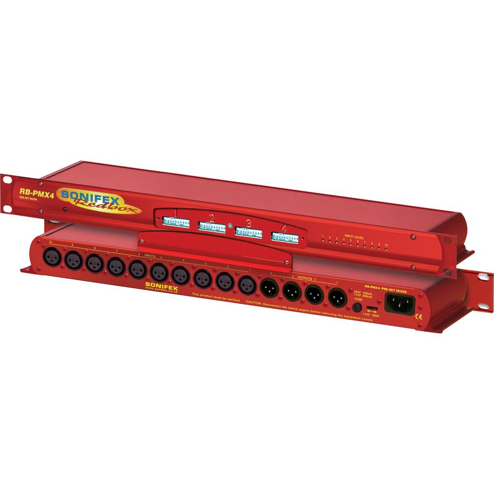 Sonifex RB-PMX4 Mezclador Analógico de 10 Entradas y 4 Salidas con Ajuste de Ganancia y Conectores X