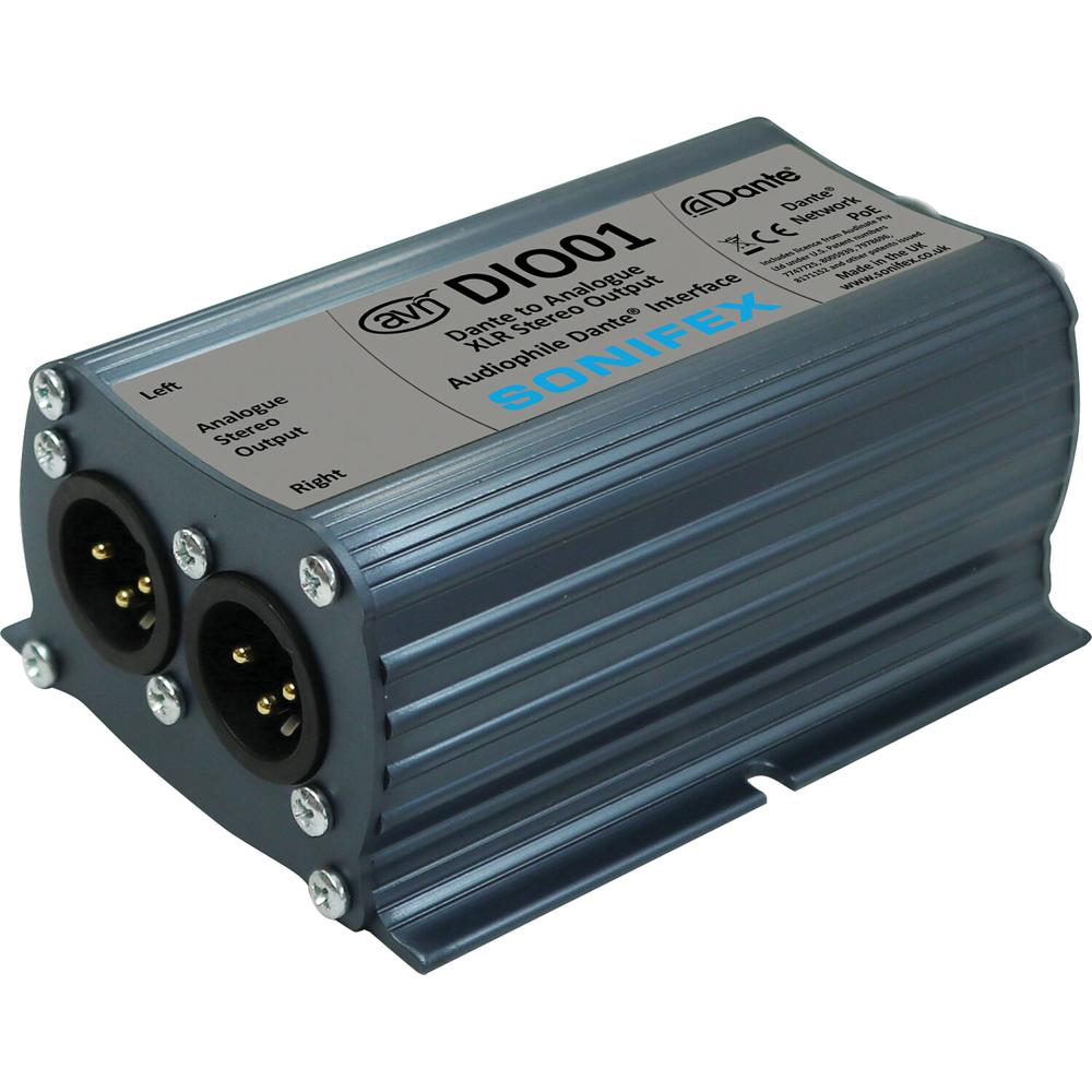 Sonifex AVN-DIO01 Convertidor de Salida Estéreo XLR Analógico a Dante con 2 Salidas XLR Balanceadas,