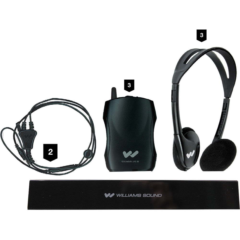 Sistema Infrarrojo Inalámbrico Williams Sound IR SY5 SoundPlus para Áreas Medianas con 3 Auriculares