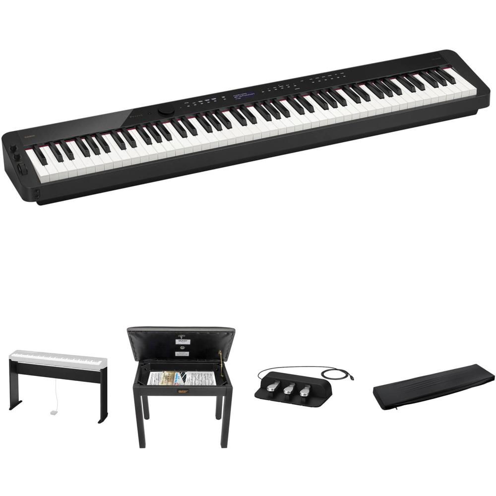 Casio Privia PX-S3100 Piano Digital Portátil de 88 Teclas con Soporte de Madera, Banco, Pedal Triple