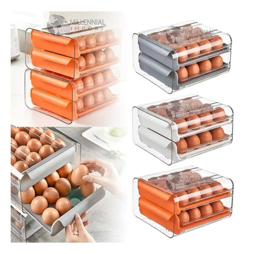 Organizador Contenedor Porta Huevos De Acrílico de 2 Niveles Multicolor