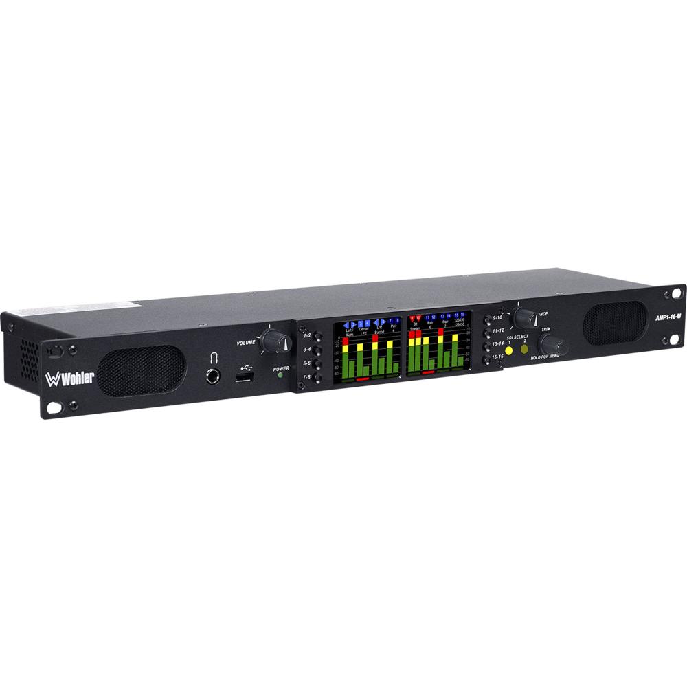 Monitor de Audio Wohler eAMP1-16-M Dual-Input 3G/HD/SD-SDI de 16 Canales (1 RU) con Pantalla LCD LED