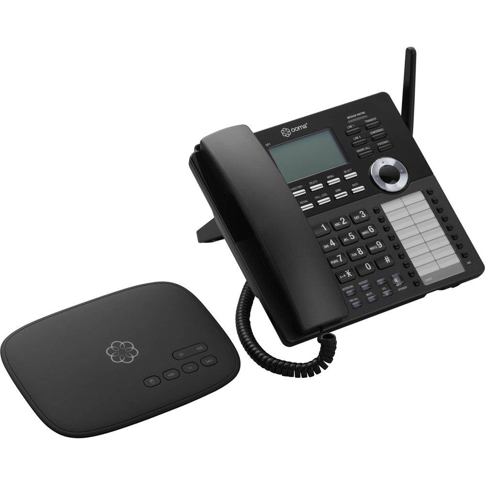 Sistema Telefónico VoIP Ooma Telo con Teléfono Inalámbrico DP1-T (Negro) - Llamadas Gratuitas en EE.
