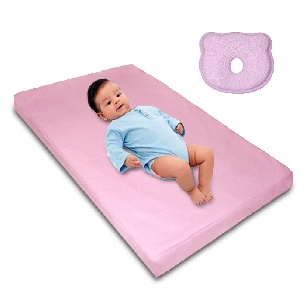 Topper Cuna Bebé Sobre Colchón Espuma Viscoelástica Impermeable Rosado Teraflex