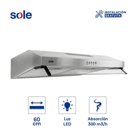 Campana Extractora Convencional Sole Nueva Roma 1 Motor Acero Inoxidable 60cm