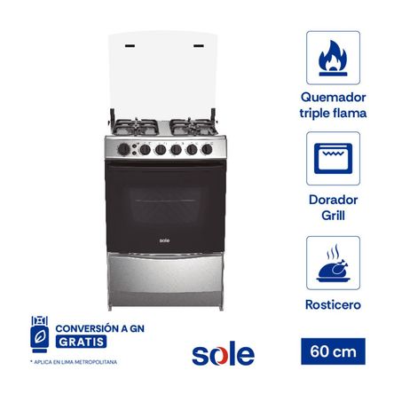 Cocina de Pie GLP Sole Varadero 4 Hornillas 60cm Gris