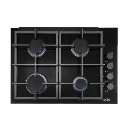 Cocina Encimera Sole Vidrio Templado a Gas 4 Quemadores Compacta