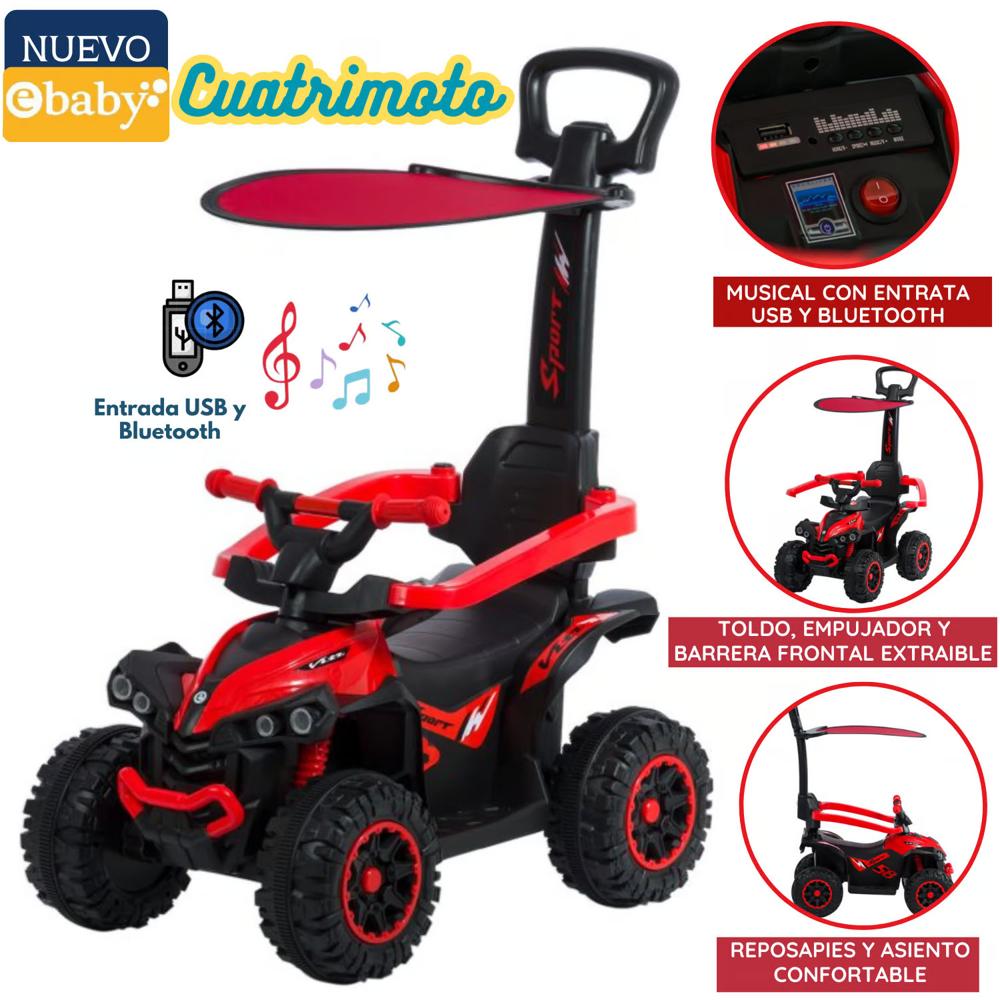 Cuatrimoto Musical con Luces y Sombrilla ROJO EB357