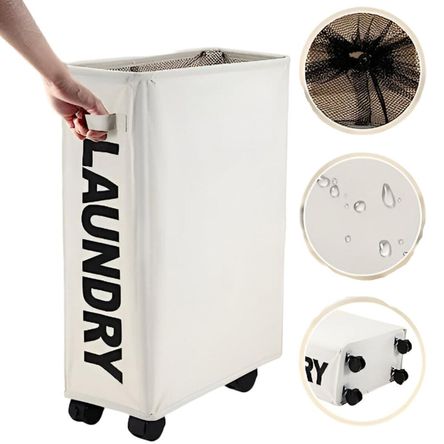 Cesto De Ropa Multiuso Con Ruedas Laundry Blanco Crema  575BC02