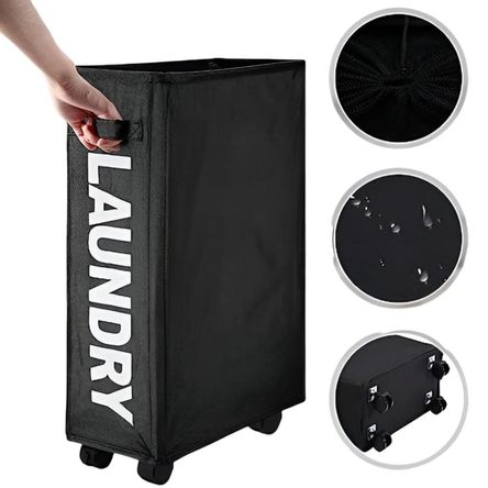 Cesto De Ropa Multiuso Con Ruedas Laundry Negro  576NE02