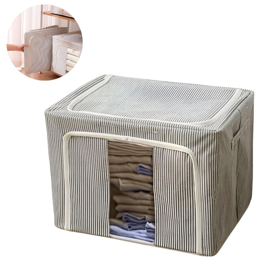 Cesta Plegable Para Sabanas Ropa Rayada Gris 603GR02 Cesta Plegable Para Sabanas Ropa Rayada Gris 603GR02