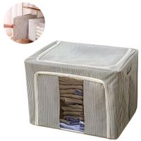 Cesta Plegable Para Sabanas Ropa Rayada Gris  603GR02