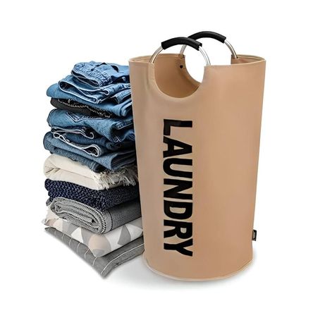 Cesto De Ropa Con Asas De Aluminio Marrón Claro  578MRR02