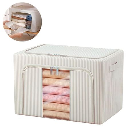 Cesta Plegable Para Sabanas Ropa Rayada Beige  604BG02