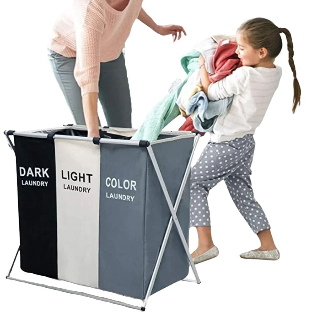 Cesta Plegable Organizador De Lavandería De 3 Divisiones  4030004