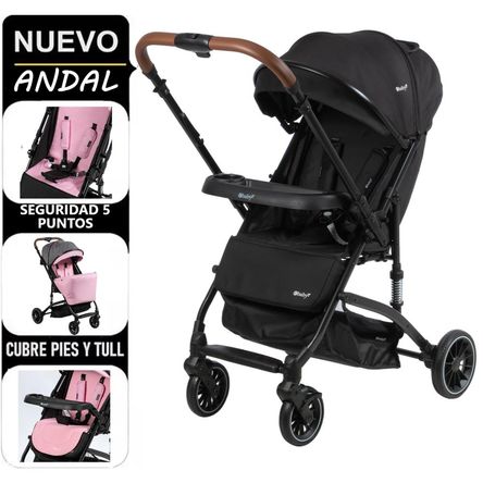 Coche de Paseo Ebaby Andal con Respaldar ajustable Negro 173ng