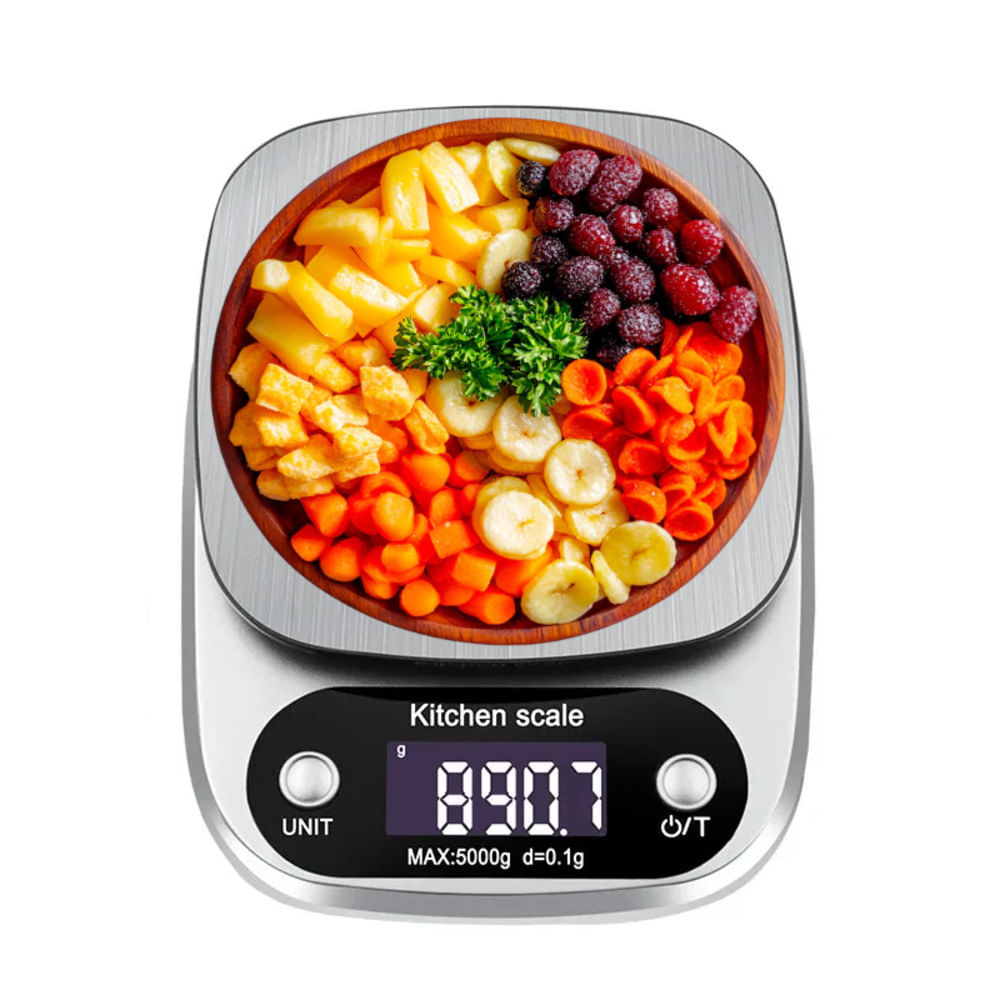 Balanza Digital Gramera Cocina 5kg con Plataforma de Acero Inoxidable para Cocina