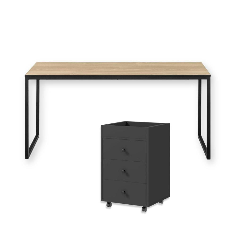 Combo Nox Escritorio Duna + Cajonera Negra Coricha Home