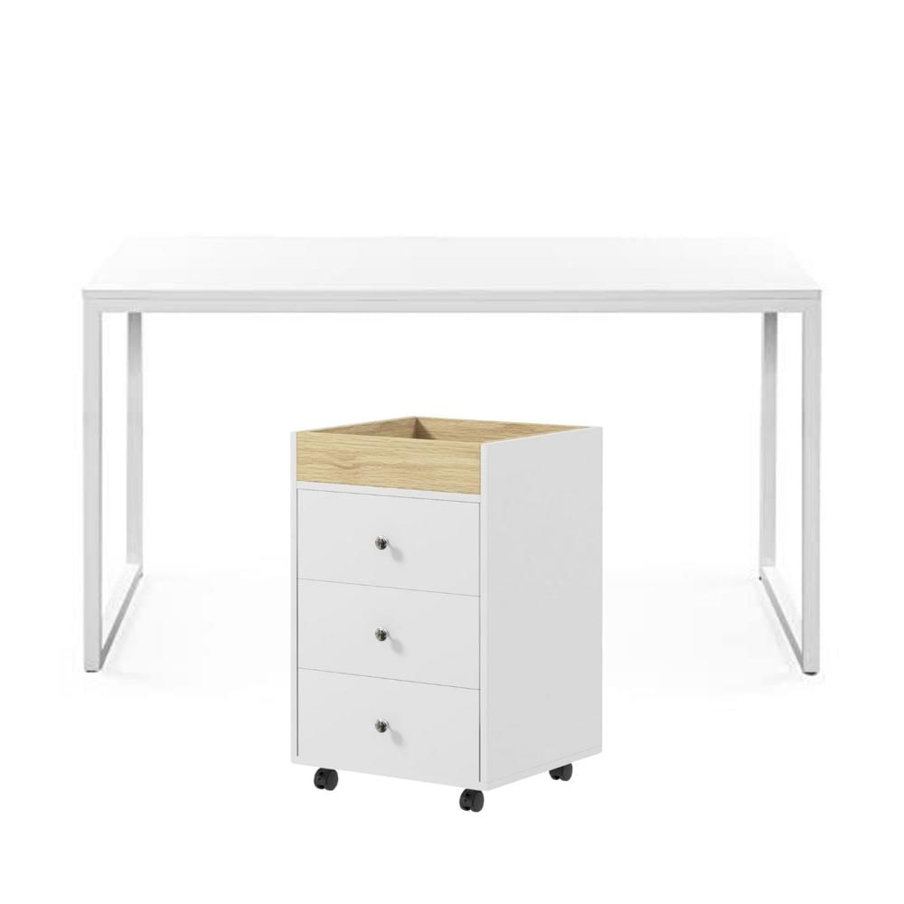 Combo Summer Escritorio Blanco + Cajonera Blanca Coricha Home