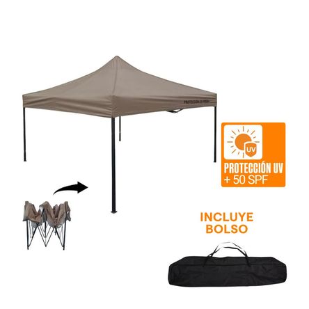 Toldo Desplegable Protección UV FPS50+ 300x300cm Taupe Orange Toldo Desplegable Protección UV FPS50+ 300x300cm Taupe Orange