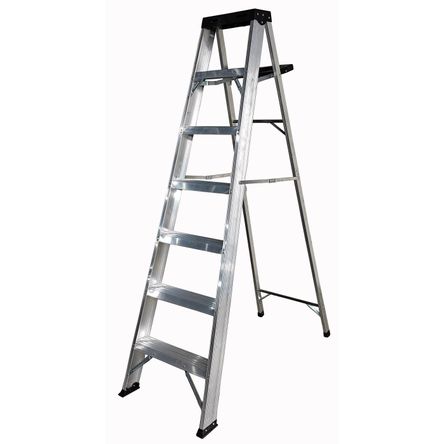 Escalera Tijera 7 Pasos Werken Aluminio Plata
