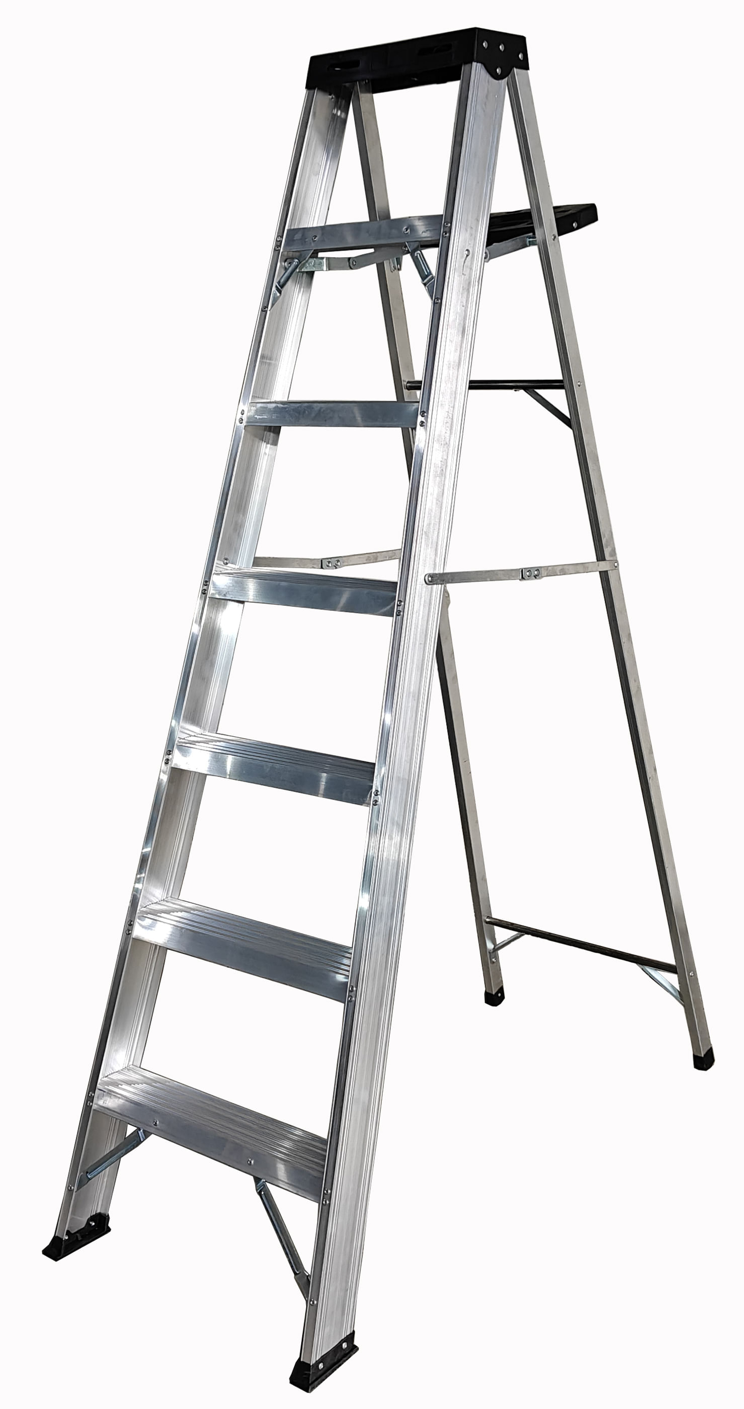 Escalera Tijera 7 Pasos Werken Aluminio Plata