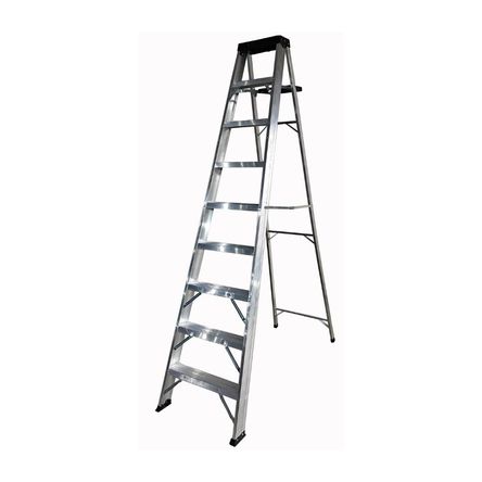 Escalera Tijera 9 Pasos Werken Aluminio Plata