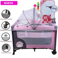 Cuna Corral Ebaby Happy Dream Rosado +Colchón