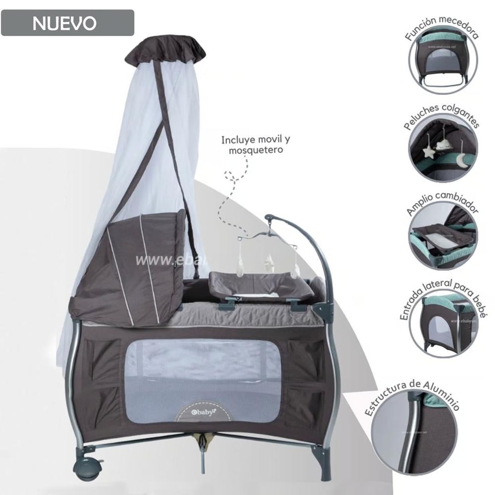 Cuna Corral Mecedora Napy Gris