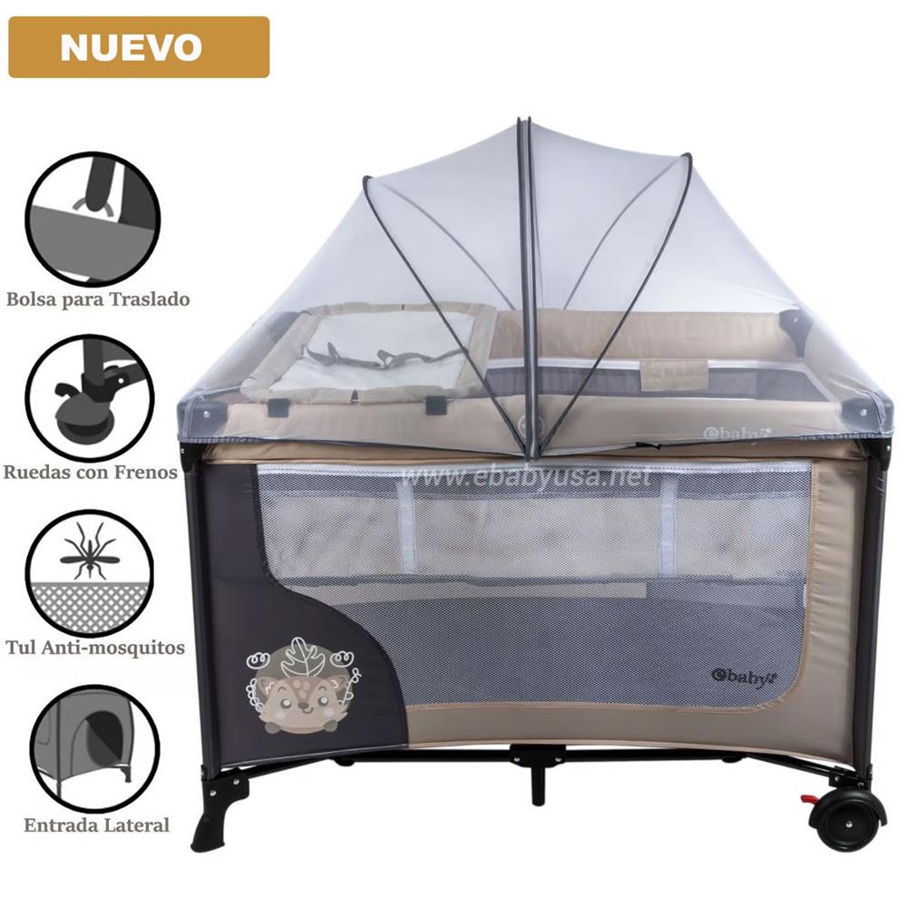 Cuna Corral Ebaby con Cambiador Happy Dream Beige