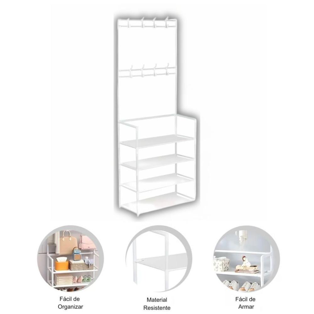 Estante Organizador Zapatera Multiusos 4 Niveles 150x60x28cm Blanco