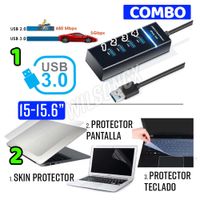 Kit Skin 3 en 1 para Laptop 15 15.6 + Extensor Hub Usb 3.0 4 puertos