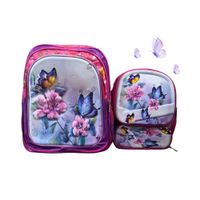 Mochila con Luces Lonchera y Cartuchera para Niñas Modelo Mariposas