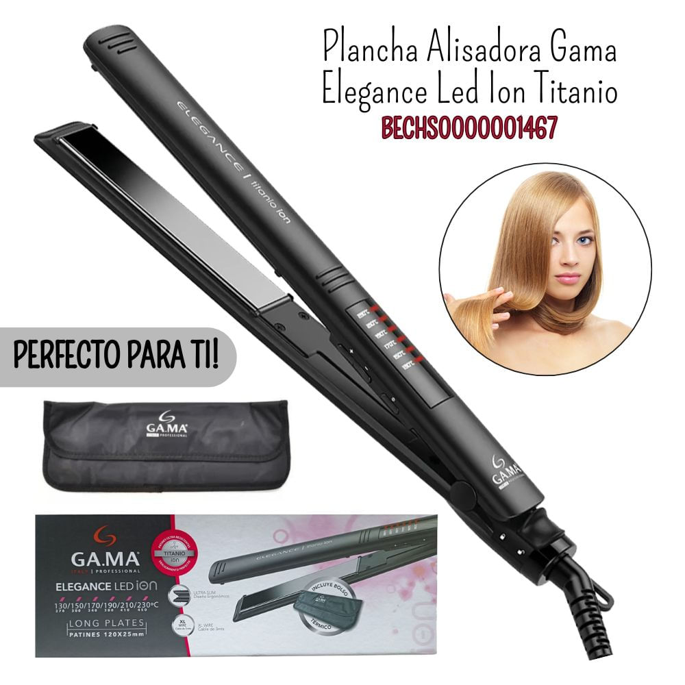 Plancha Alisadora Gama Elegance Led Ion - Titanio