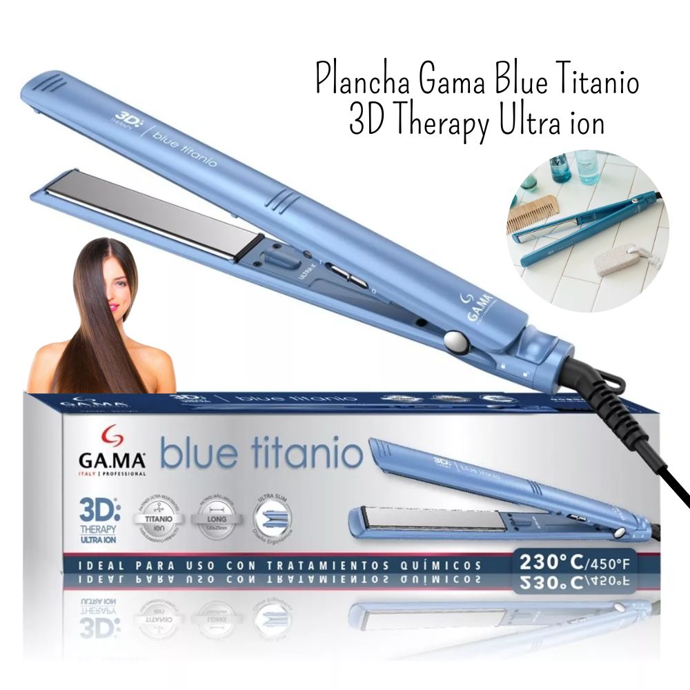 Plancha Alisadora Gama Blue Titanio 3D Therapy Ultra ion - On Off