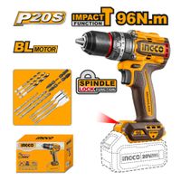 Taladro Atornillador Inalámbrico Brushless Chuck Metálico Ingco 20V 96NM CIDLI209681
