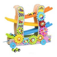 Pista de Carritos de 4 Niveles en Zig zag con Engranaje