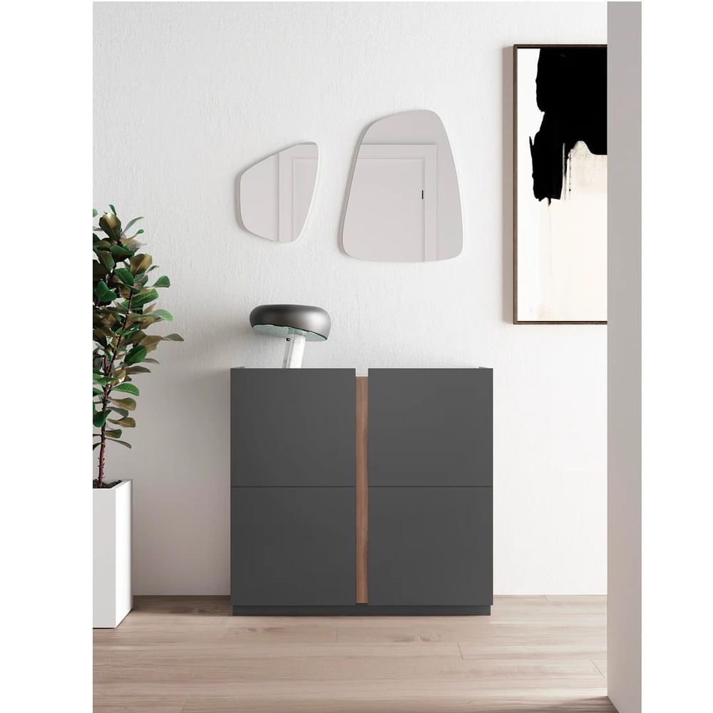 Zapatera Recibidor Moderno Godoy Negro/Marrón R&R MUEBLES