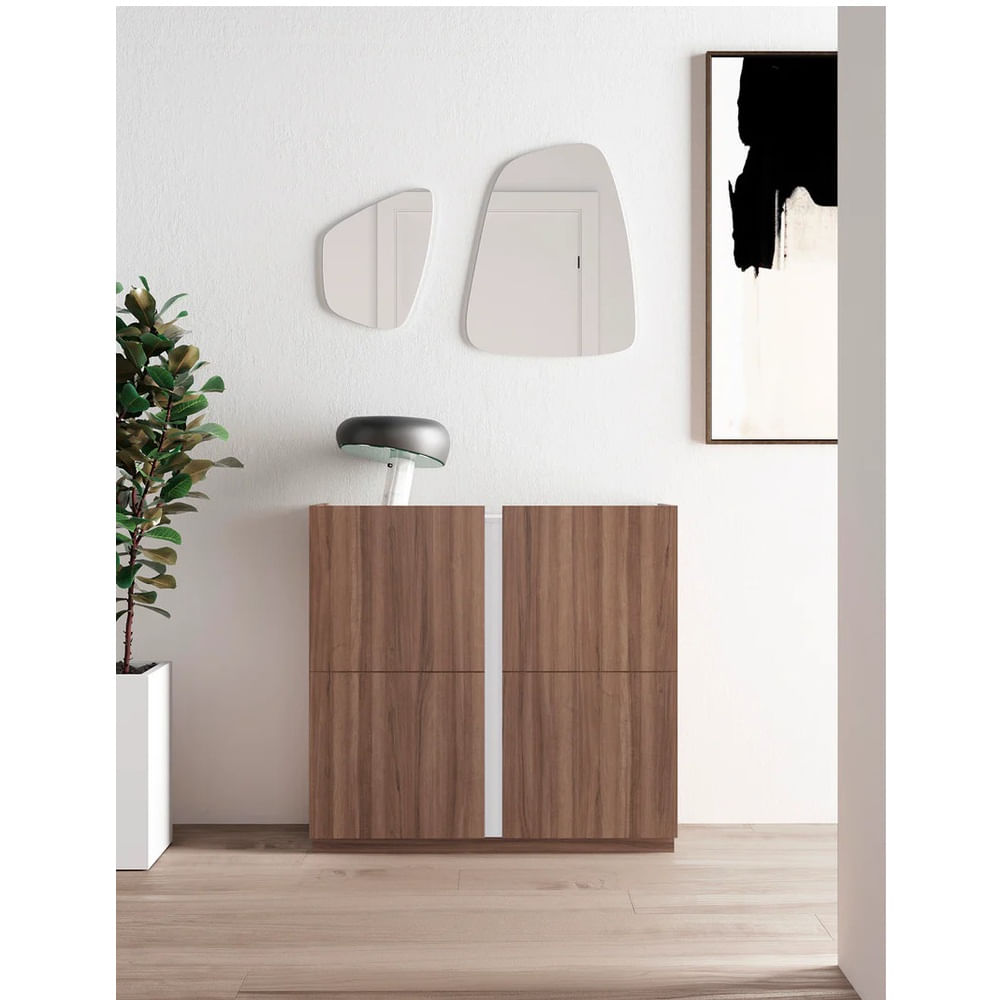 Zapatera Recibidor Moderno Godoy Marrón/Blanco R&R MUEBLES