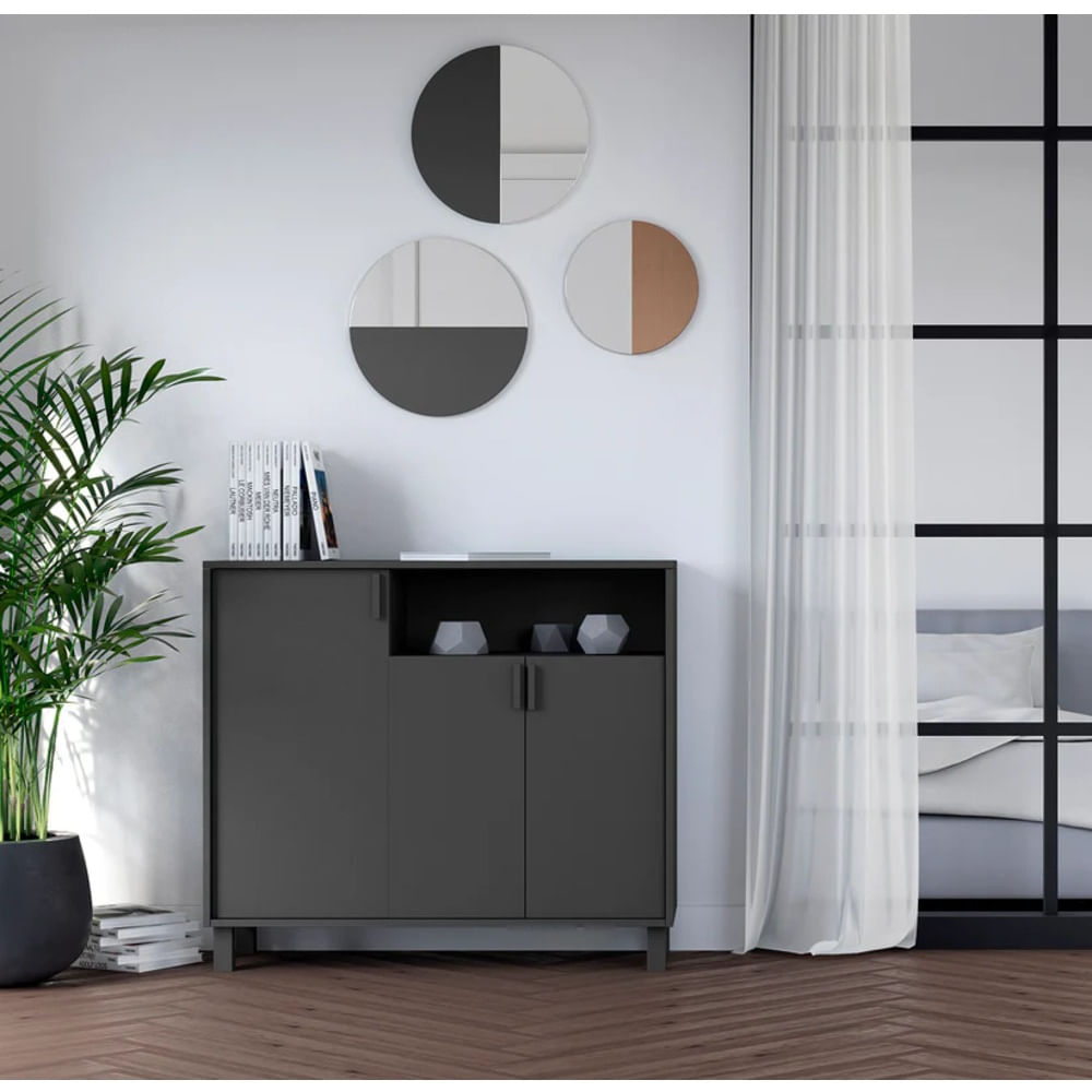 Zapatera Recibidor Sara 3 Puertas Negro R&R MUEBLES