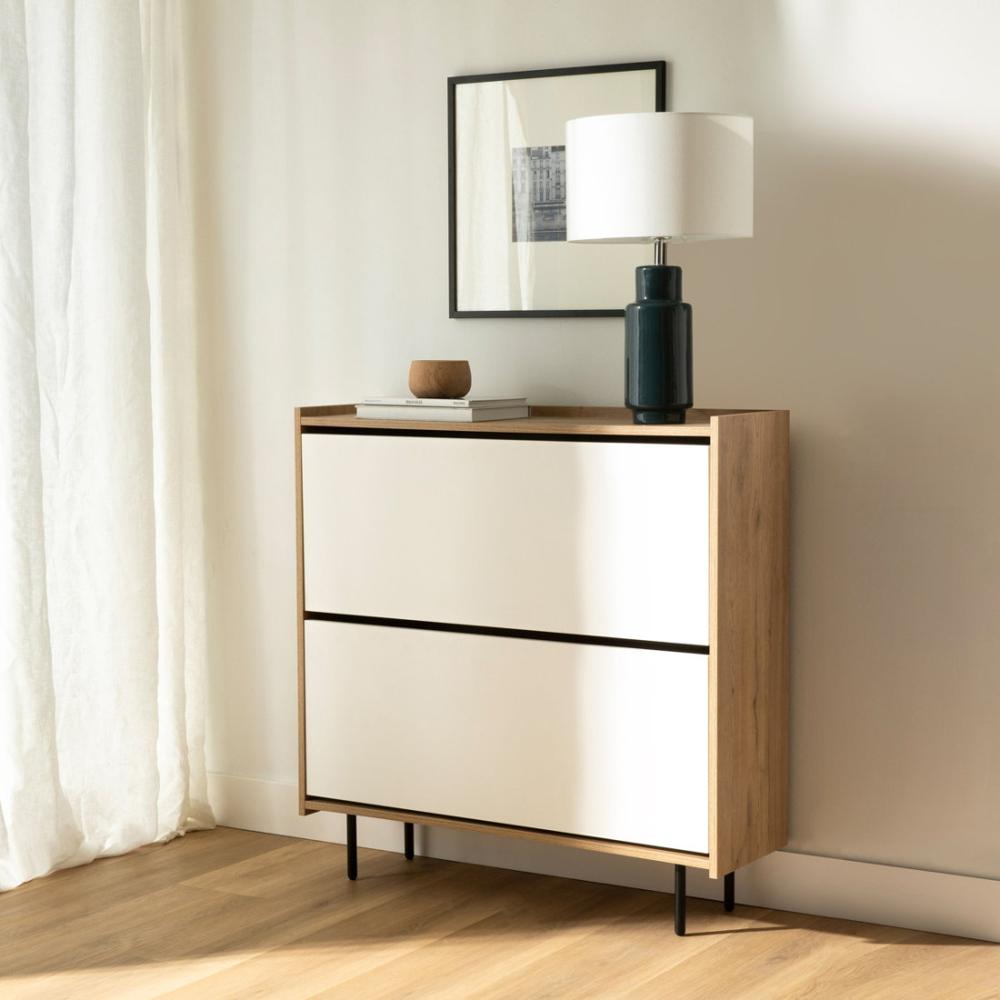 Zapatera Moderna Vilma Marrón Claro/Blanco R&R MUEBLES