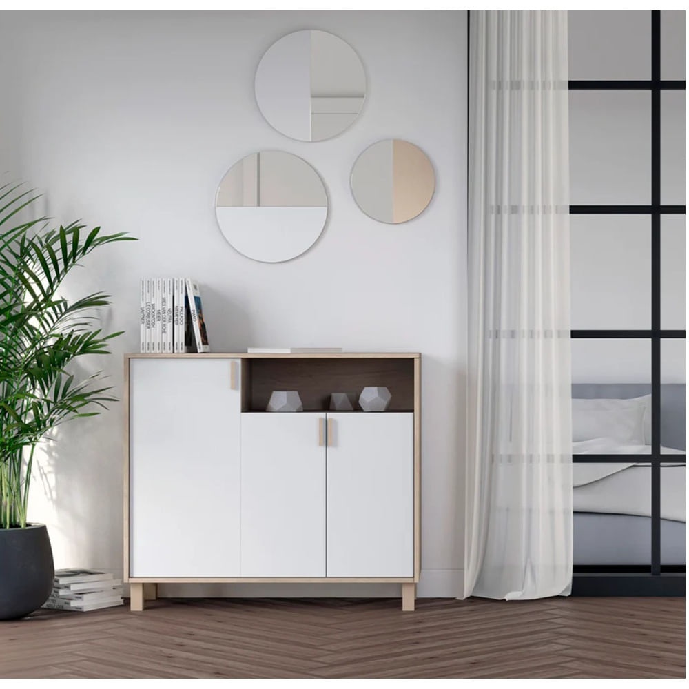 Zapatera Recibidor Sara 3 Puertas Roble/Blanco R&R MUEBLES