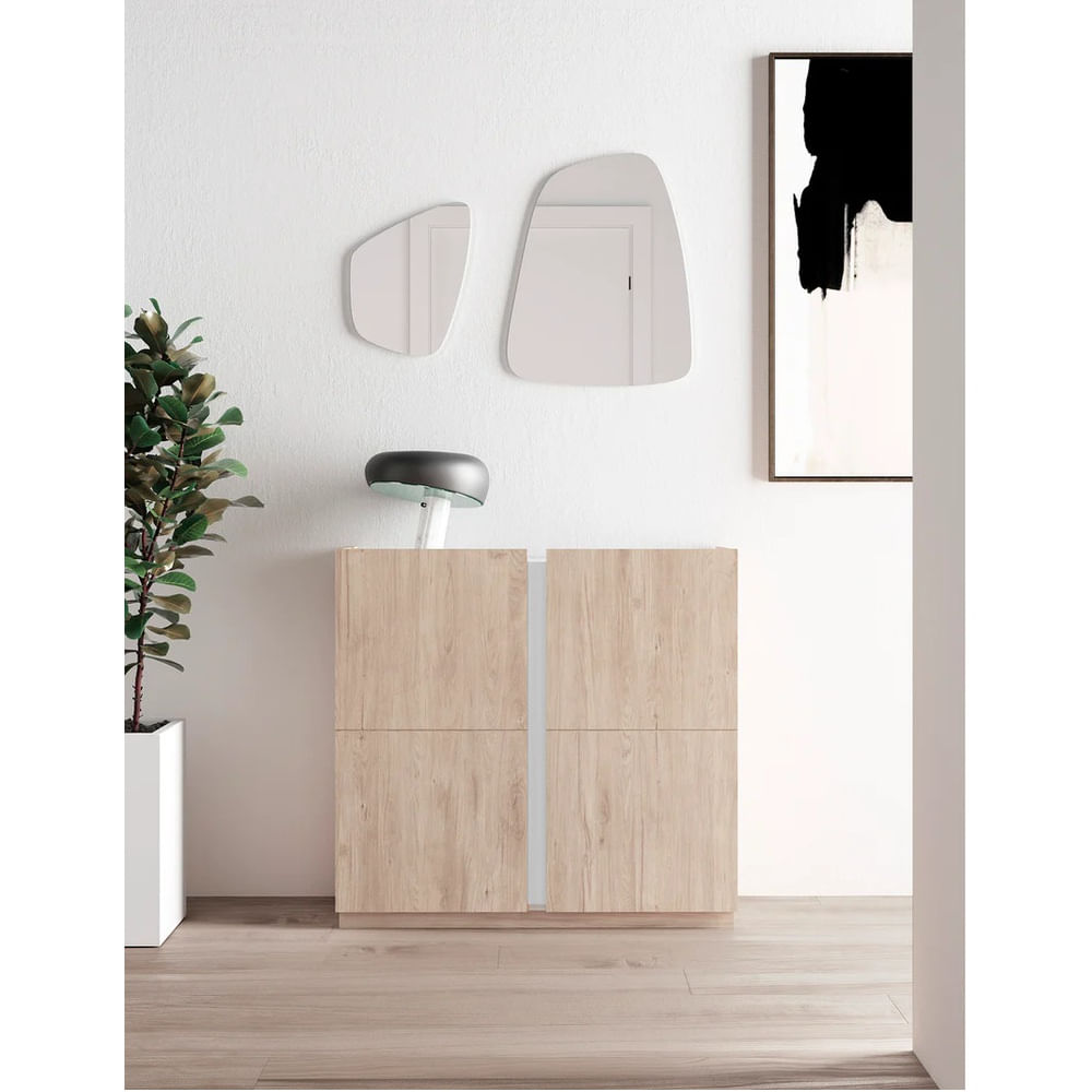 Zapatera Recibidor Moderno Godoy Roble/Blanco R&R MUEBLES