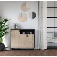 Zapatera Recibidor Sara 3 Puertas Negro/Roble R&R MUEBLES