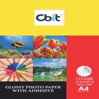 Papel Foto Brillo Adhesivo de 115gr - CBIT - Kit de 100 hojas